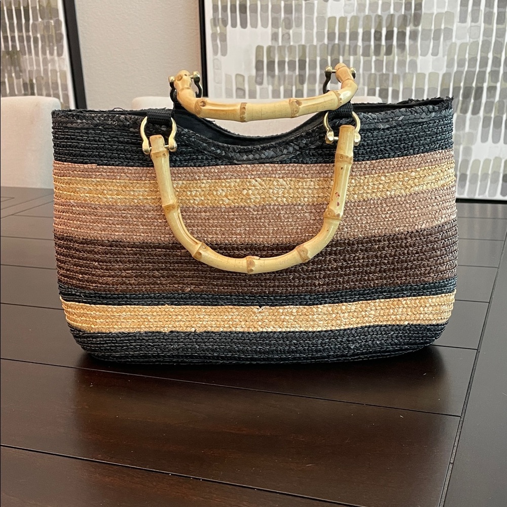 St. John's Bay Black and Tan Woven Tote
